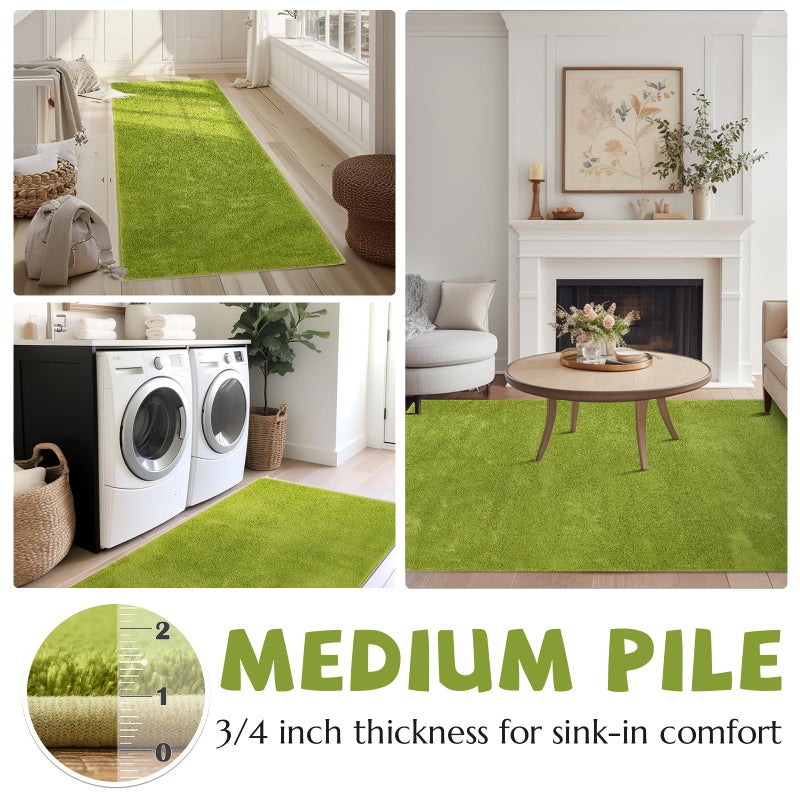jinchan Jinchan Solid Plush Area Brug 4x6 Performance Shaggy Brug Earrit Brug Indoor Soft Prug Modern Faux Wool Prucs Doy Non Slip Sarpet لغرفة المعيشة غرفة غرفة نوم غرفة الطعام العشب الأخضر  - Image 3