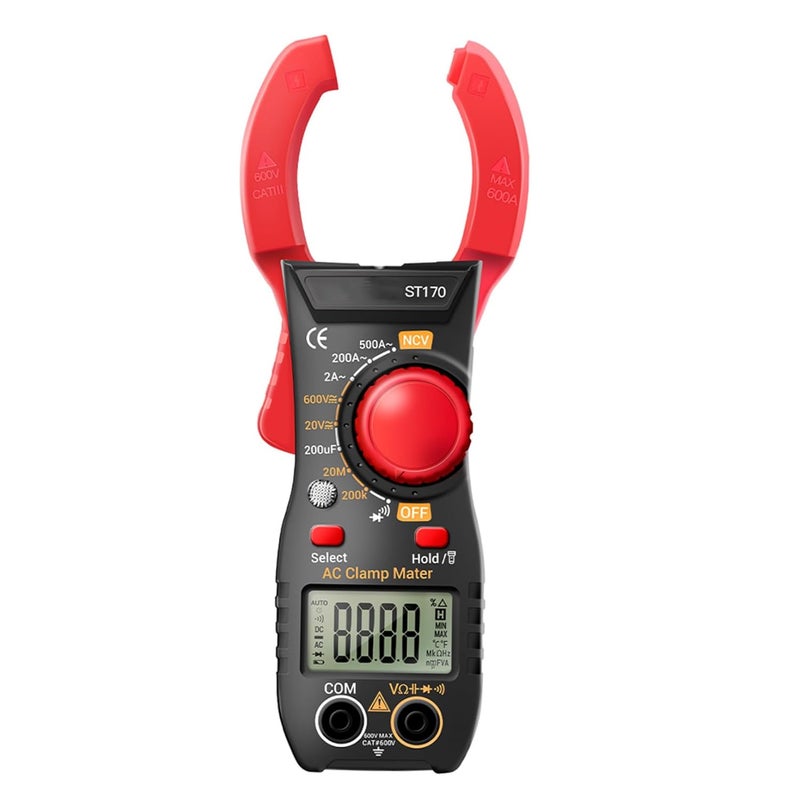 St170 Digital Clamp Meter High-Precision Ac Current Tester Red Portable Multimeter for Electrician Tool Home Electrical Repair with Voltage and Current Measurement - Image 1