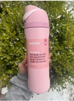 Owala 24 Oz. Owala FreeSip Stainless Steel Water Bottle in Rose Quartz Pink  - Image 3