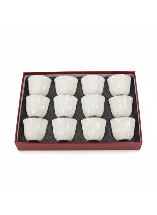 GERMAX Arabic Coffee Cups Set 100 ml - 12 Piece Premium White Porcelain Cawa Cups - Image 1