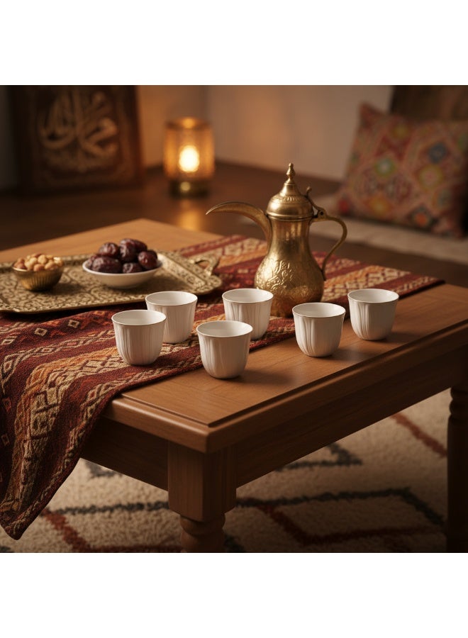 GERMAX Arabic Coffee Cups Set 100 ml - 12 Piece Premium White Porcelain Cawa Cups - Image 2