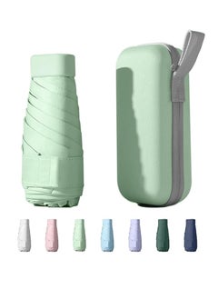 Hihonor Mini Travel Sun Umbrella for Purse ,Small Compact UV Umbrella With Case , Protection Sun and Rain, Lightweight Portable Parasol Umbrella, Windproof  (Green)  - Image 1