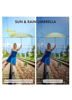 Hihonor Mini Travel Sun Umbrella for Purse ,Small Compact UV Umbrella With Case , Protection Sun and Rain, Lightweight Portable Parasol Umbrella, Windproof  (Green)  - Image 4