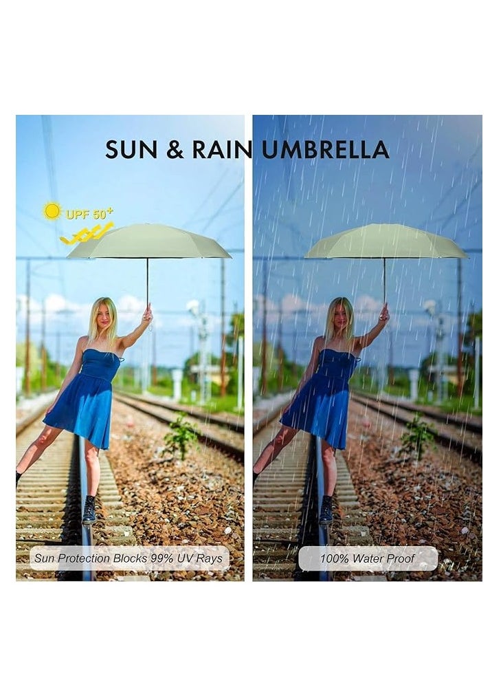 Hihonor Mini Travel Sun Umbrella for Purse ,Small Compact UV Umbrella With Case , Protection Sun and Rain, Lightweight Portable Parasol Umbrella, Windproof  (Green)  - Image 4