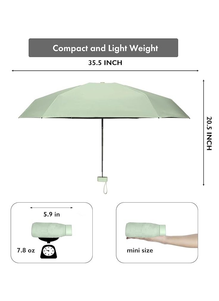 Hihonor Mini Travel Sun Umbrella for Purse ,Small Compact UV Umbrella With Case , Protection Sun and Rain, Lightweight Portable Parasol Umbrella, Windproof  (Green)  - Image 5