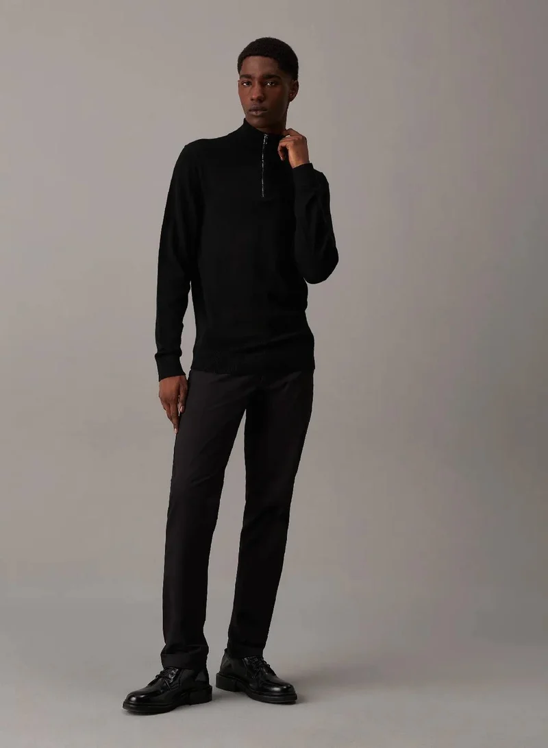 Calvin Klein Ck Black Merino Zip Neck Jumper for Men | Best Price UAE