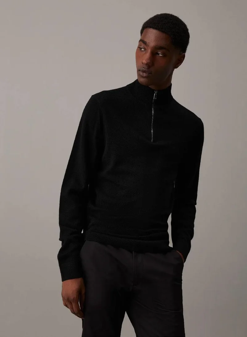 Calvin Klein Merino Zip Neck Jumper