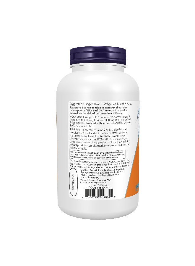 now Ultra Omega-3D 180's Fish Softgels - Image 3