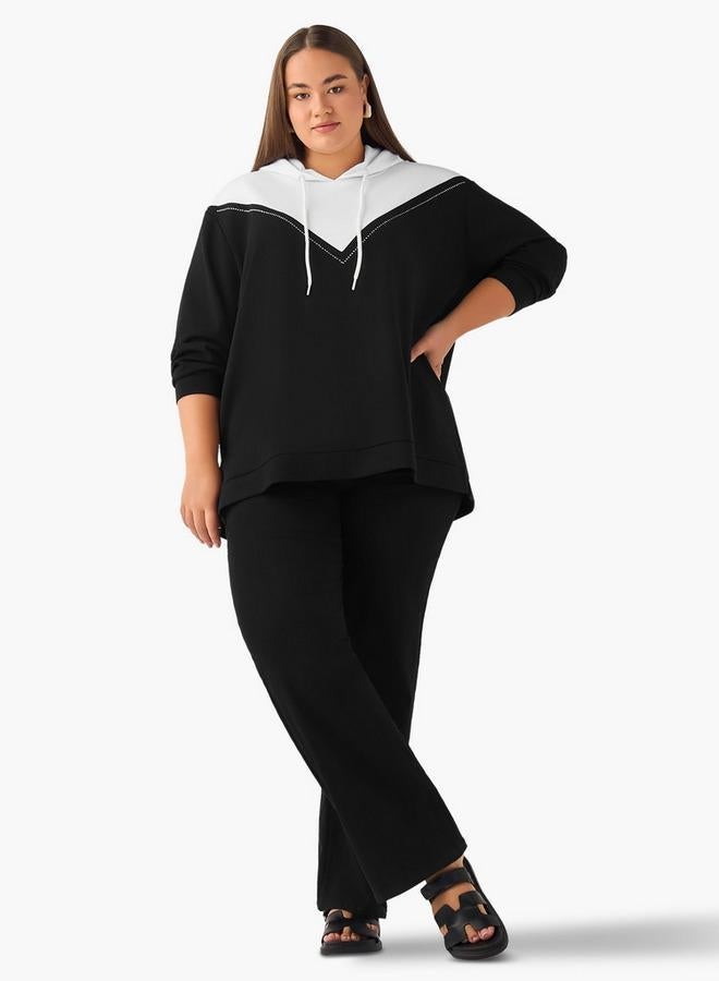 Ulla Popken Hoodie with Colourblock Detail - Image 3