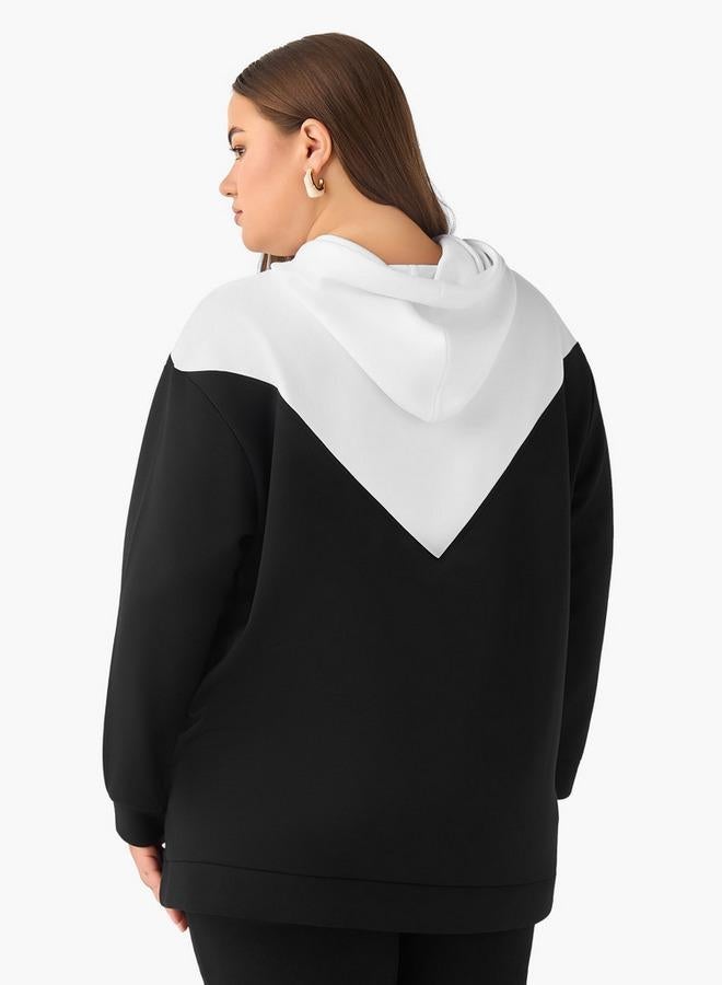 Ulla Popken Hoodie with Colourblock Detail - Image 4