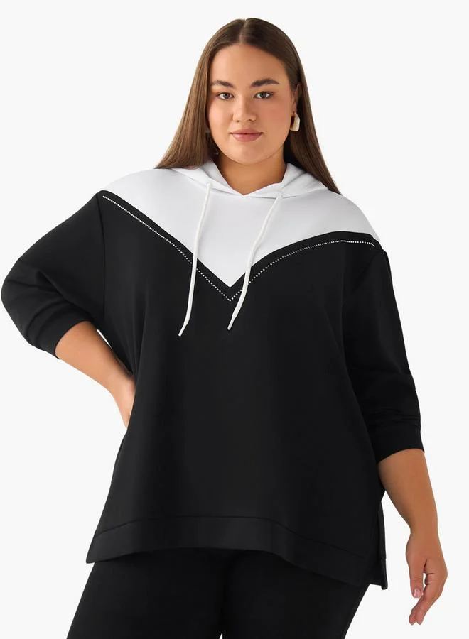  أولا بوبكن Ulla Popken Hoodie with Colourblock Detail