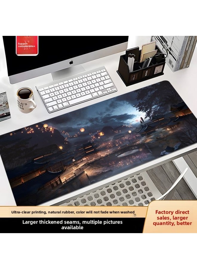 Mouse Pad Secondary FPS Game E-Sports Keyboard Pad Office Shortcut Key Heating Table Pad-Color:3mm-800x300mm-Pattern:Changan Fireworks