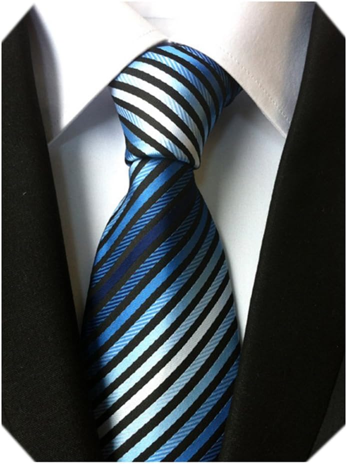 Secdtie Men's Classic Stripe Jacquard Woven Silk Tie Formal Party Suit Necktie - Image 5