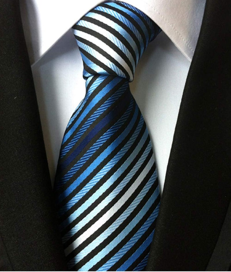 Secdtie Men's Classic Stripe Jacquard Woven Silk Tie Formal Party Suit Necktie - Image 2