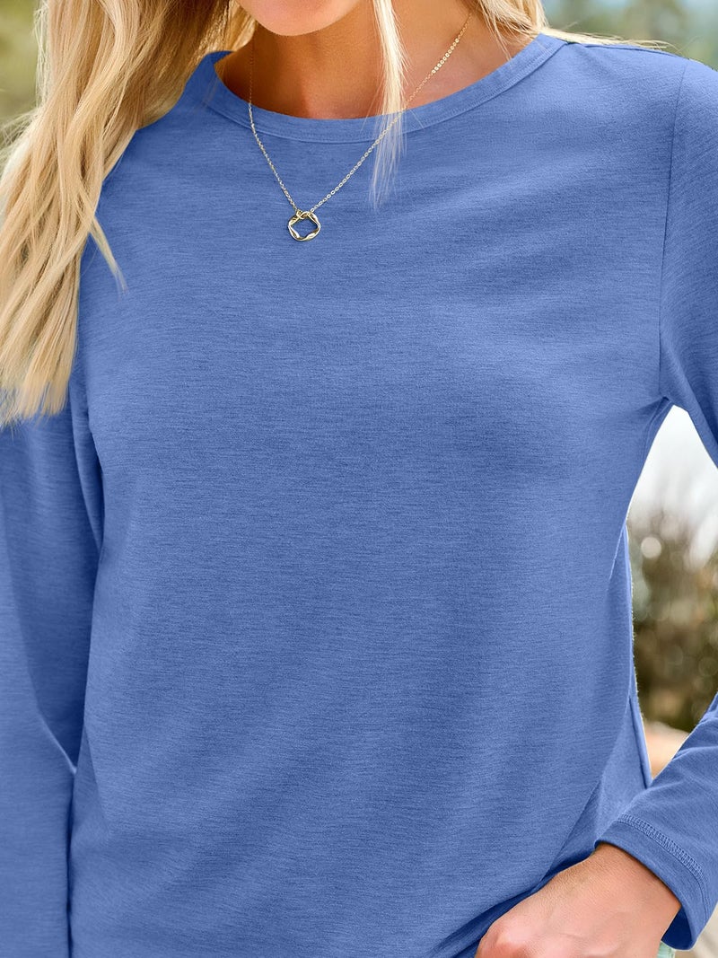 AUTOMET Womenâ€˜s Basic Long Sleeve Crewneck, Plus Size Winter & Spring Top, Casual Fall Tee for Teacher & Everyday Outfits 01Royalblue M - Image 5