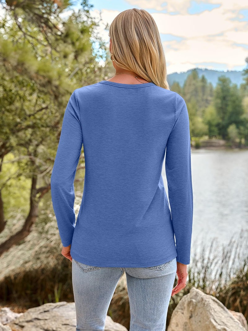 AUTOMET Womenâ€˜s Basic Long Sleeve Crewneck, Plus Size Winter & Spring Top, Casual Fall Tee for Teacher & Everyday Outfits 01Royalblue M - Image 4