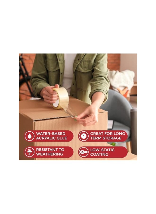 PROMASS - 5 Rolls Heavy Duty Clear Packing Tape 2 Inch Wide x 100 Yards Shipping, Office and Storage, Commercial Grade Carton Sealing Adhesive Industrial Tape With Retractable Mini Cutter For Daily Use. - Image 1
