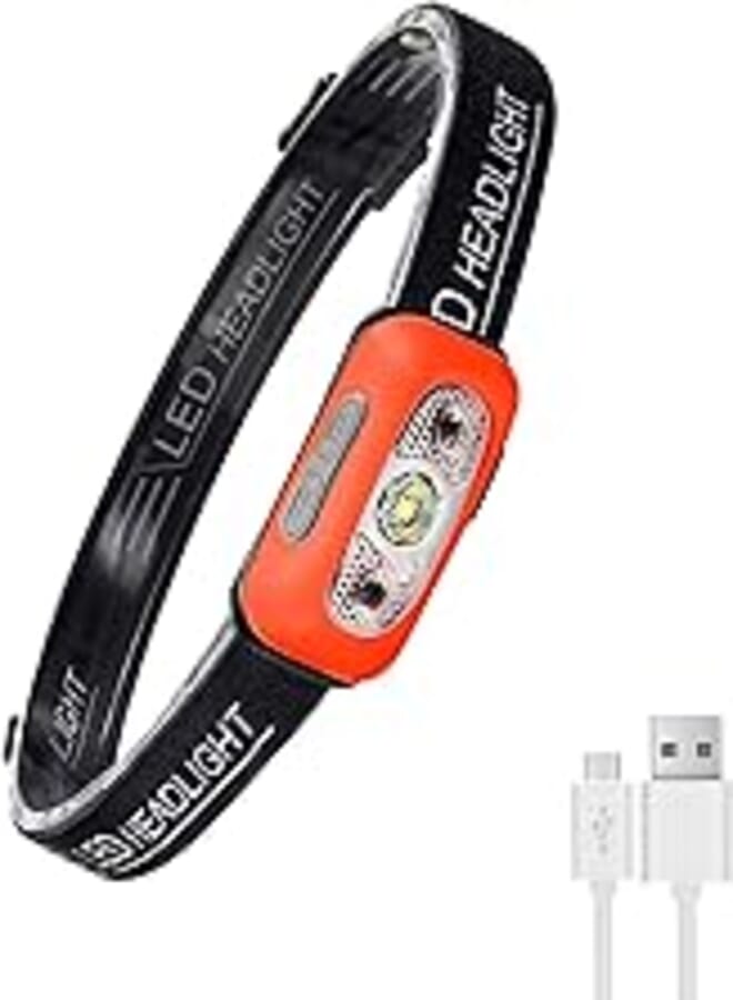 AdamStar AdamStar Sports 42g Super Lightweight Led Headlamp Rechargeable,Smart Motion Sensor,500 Lumens Headlight,Head Torch/Running Jogging headlamp Professionally Designed For Outdoor Sports,For Adults Kids