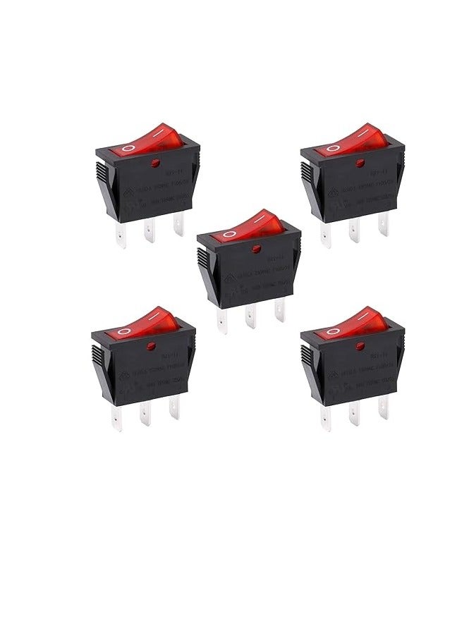 KNP RK1-12-HS Heschen Rocker Switch is a durable and reliable ON-OFF switch designed for various applications Featuring a robust SPST (Single Pole Single Throw) configuration with three terminals it includes a red light indicator for clear operational status. - Image 3