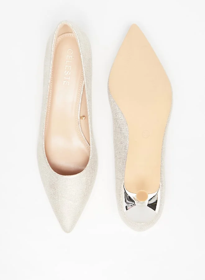 سيليست Women's Solid Pumps with Kitten Heels