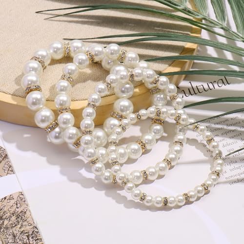 Coiris 4pcs Multi Layer Imitation Pearl Beads Stretch Bracelets For Women (BR1113-W) - Image 3