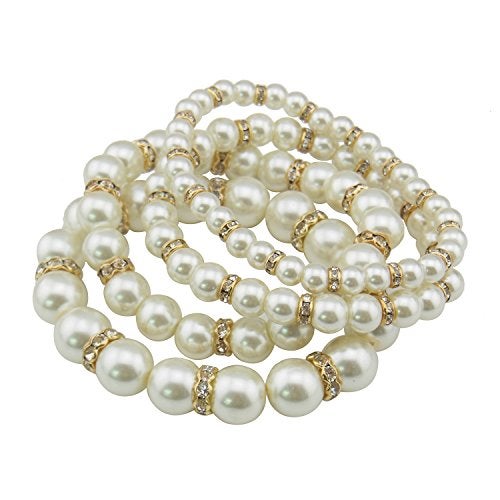Coiris 4pcs Multi Layer Imitation Pearl Beads Stretch Bracelets For Women (BR1113-W) - Image 1
