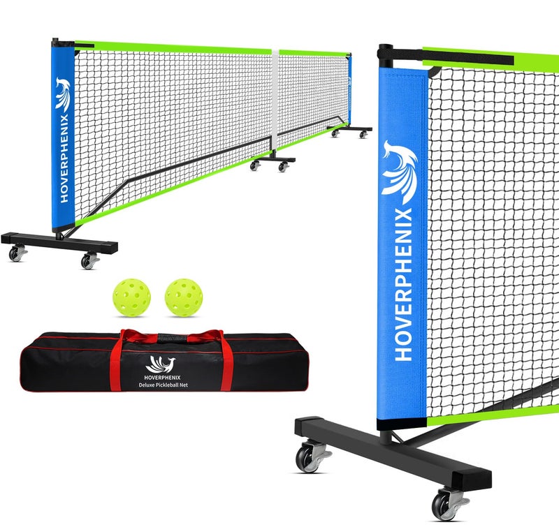 Hoverphenix Portable Pickleball Net with Wheels, 22FT Regulation Size Pickle Ball Net with Pickleballs, Carry Bag for Home, Driveway, Backyard, Indoor or Outdoor - Image 1