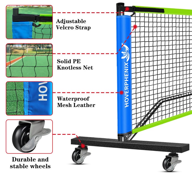 Hoverphenix Portable Pickleball Net with Wheels, 22FT Regulation Size Pickle Ball Net with Pickleballs, Carry Bag for Home, Driveway, Backyard, Indoor or Outdoor - Image 2