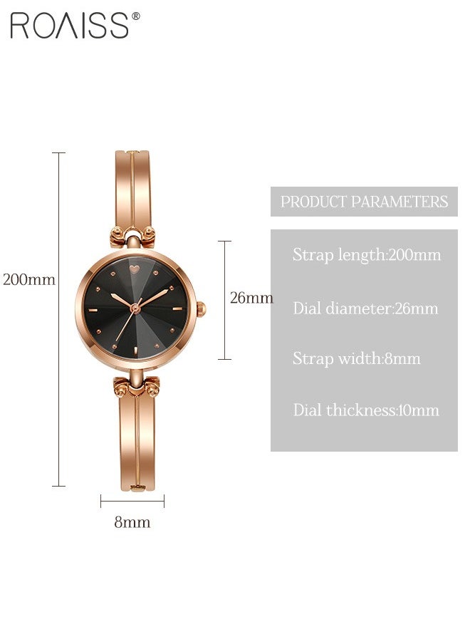 roaiss Women's Rose Gold Bracelet Quartz Watch, Analog Display Round Black Dial Watch, Waterproof Retro Watch as Gift for Women  - Image 5
