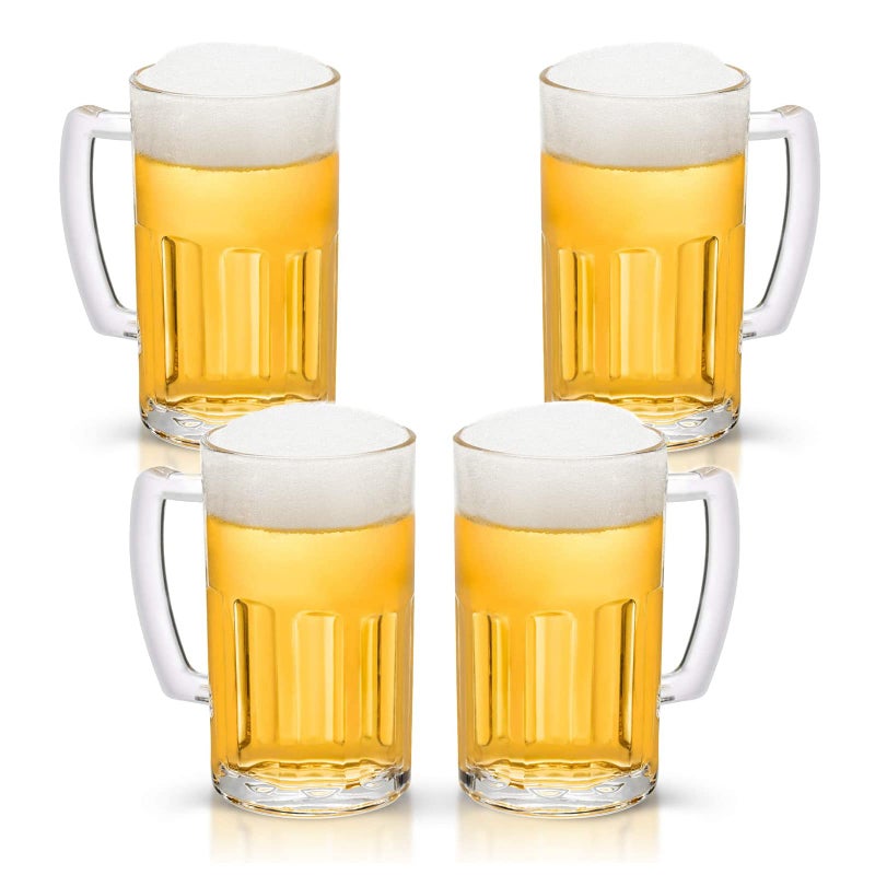 COKTIK 4 Pack Heavy Large Beer Glasses with Handle  20 Ounce Glass Steins Classic Beer Mug glasses Set