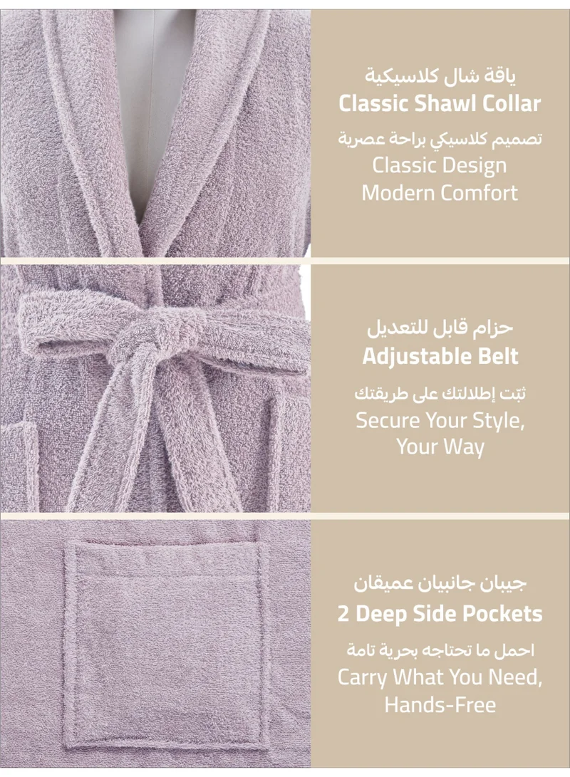 دوناتيلا روب حمام تيري قطني ناعم سريع الامتصاص (مقاس L/XL) أرجواني فاتح