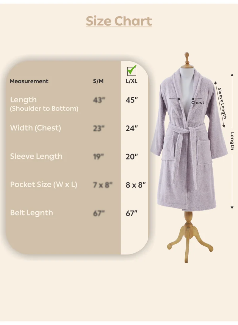 Donetella Unisex 100% Cotton Terry Bathrobe Large & Extra Large Size, 400 GSM, Luxurious & Absorbent, Ankle-Length with Shawl Collar & Pockets