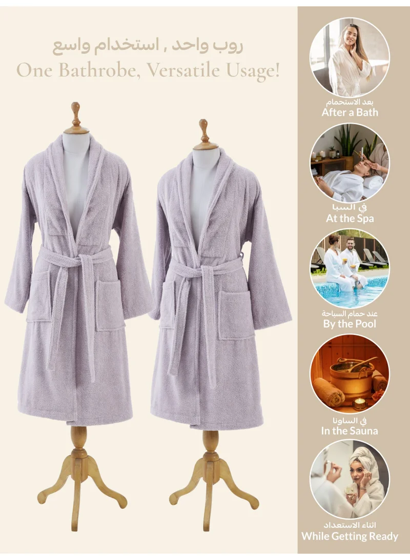 Donetella Unisex 100% Cotton Terry Bathrobe Large & Extra Large Size, 400 GSM, Luxurious & Absorbent, Ankle-Length with Shawl Collar & Pockets