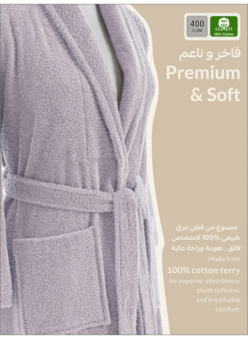 Donetella Unisex 100% Cotton Terry Bathrobe Large & Extra Large Size, 400 GSM, Luxurious & Absorbent, Ankle-Length with Shawl Collar & Pockets