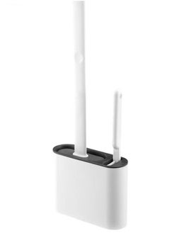 Kutis 1-Piece Wall Mounted No Drilling Installation Silicone Toilet Bowl Brush Set/Toilet Cleaning Set Dark white/Dark Grey 13.4 x 4.5 x 36 Centimeter  - Image 1