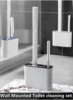 Kutis 1-Piece Wall Mounted No Drilling Installation Silicone Toilet Bowl Brush Set/Toilet Cleaning Set Dark white/Dark Grey 13.4 x 4.5 x 36 Centimeter  - Image 2