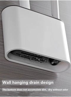 Kutis 1-Piece Wall Mounted No Drilling Installation Silicone Toilet Bowl Brush Set/Toilet Cleaning Set Dark white/Dark Grey 13.4 x 4.5 x 36 Centimeter  - Image 3