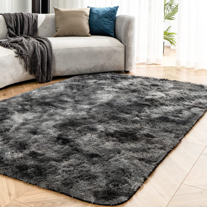 OMERAI Living Room Rugs Large Anti Slip Rug Fluffy Faux Fur Rug for Bedroom Kids Rooms Decor Plush Shaggy Area Rugs Dark Grey 120  180cm