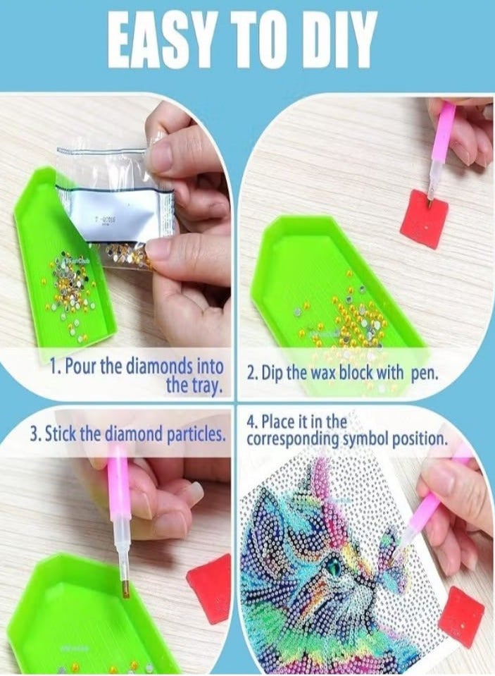 مجموعة الرسم بالألماس للأطفال لتطوير مهارات التركيز والصبر، وتحسين التنسيق البصري مع إطار (ستيلا لو) - Image 2