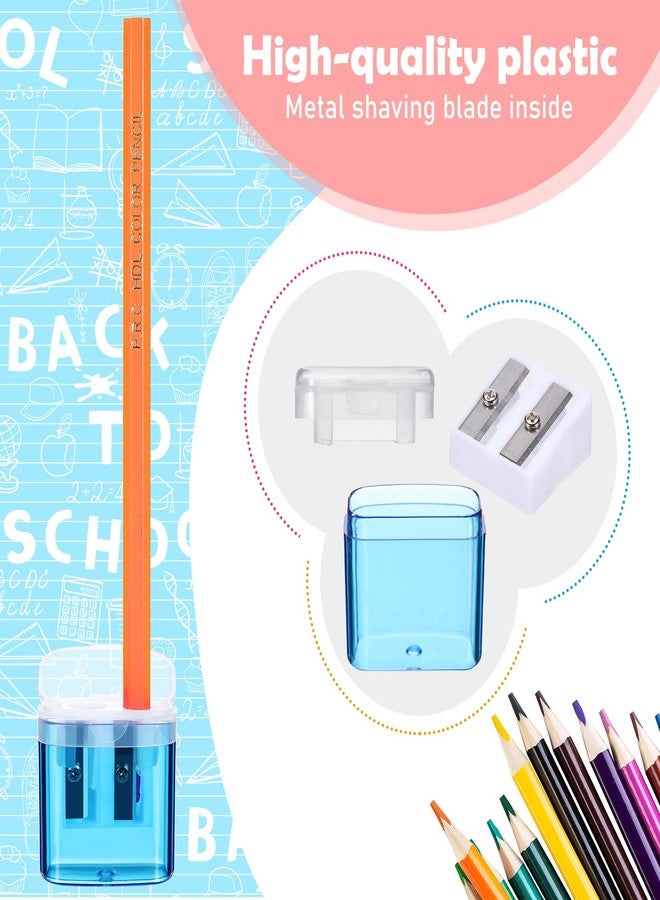 Teling 216 Pcs 180 Pcs Manual Pencil Sharpeners Bulk Handheld Dual Holes Pencil Sharpeners Colorful Portable Compact Sharpener with Lid for Home Office Supply - Image 3