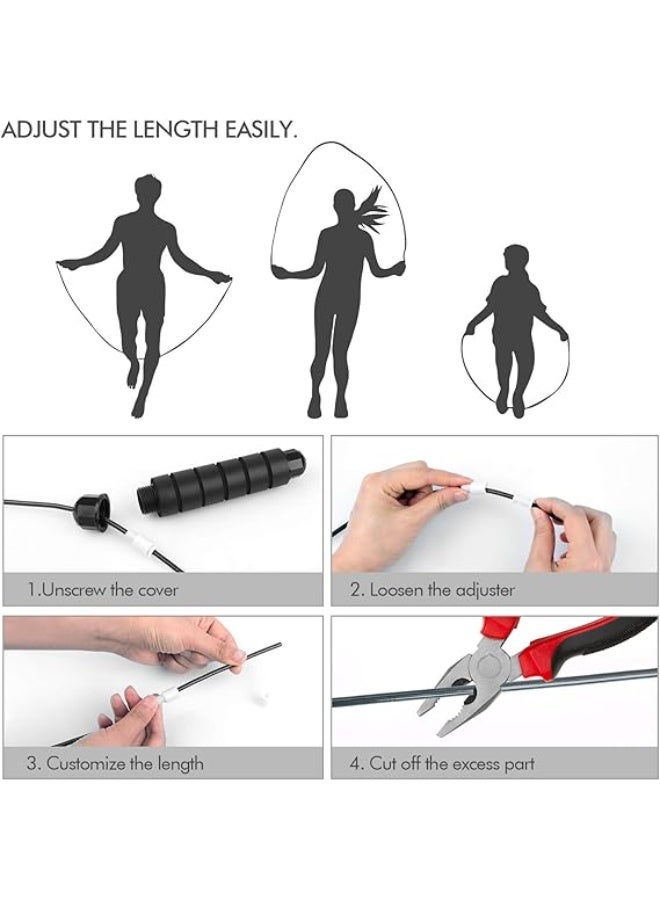 EOTM Adjustable Jump Rope, Tangle-Free Rapid Speed Jumping Rope Cable with Ball Bearings for Women, Men, and Kids, Adjustable Steel Jump Rope Workout with Foam Handles for Fitness, Home Exercise & Slim Body  - Image 5