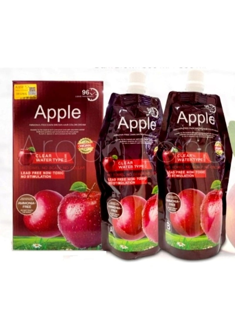 Apple Ammonia Free Dark Brown Hair Color Cream 500+500 - Image 2