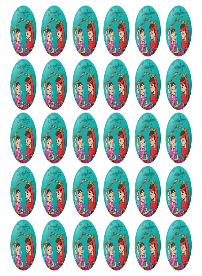 Hubops dandiya badge Round Pin Button Badge for Navratri Celebration garba dandiya Other Events dandiya night Badge (58mm pack of 30) - Image 1