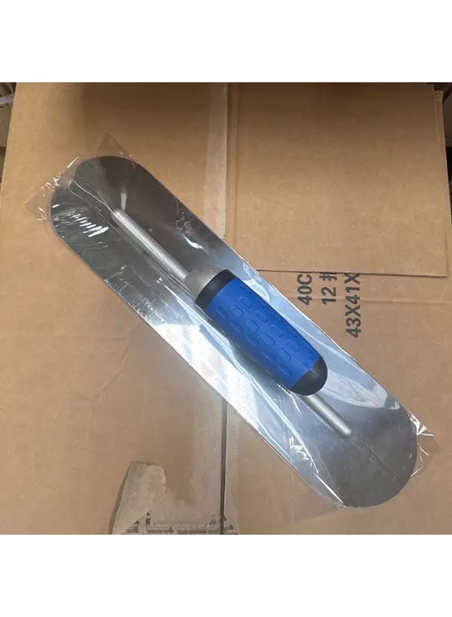 Blue Stainless Steel Cement Trowel Heavy Duty Manual Concrete Mixing Ergonomic Handle - Image 1