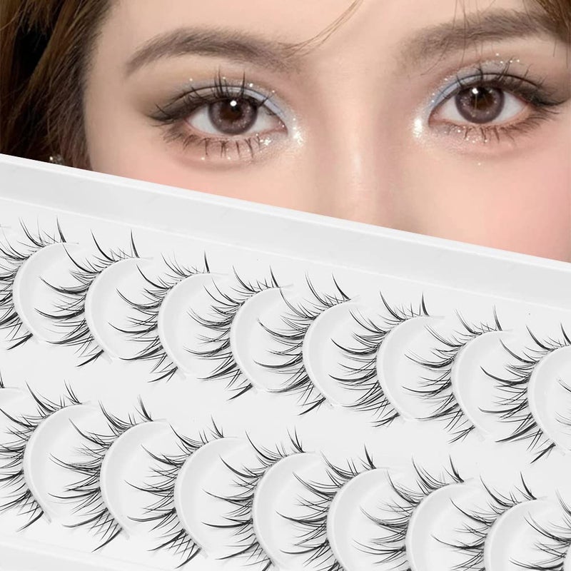 outopen Manga Lashes with Clear Band Japanese Anime Cosplay Eyelashes Asian False Eyelashes Natural Look Like Individual Clusters(B02-Asian Style | 9-13MM) - Image 3