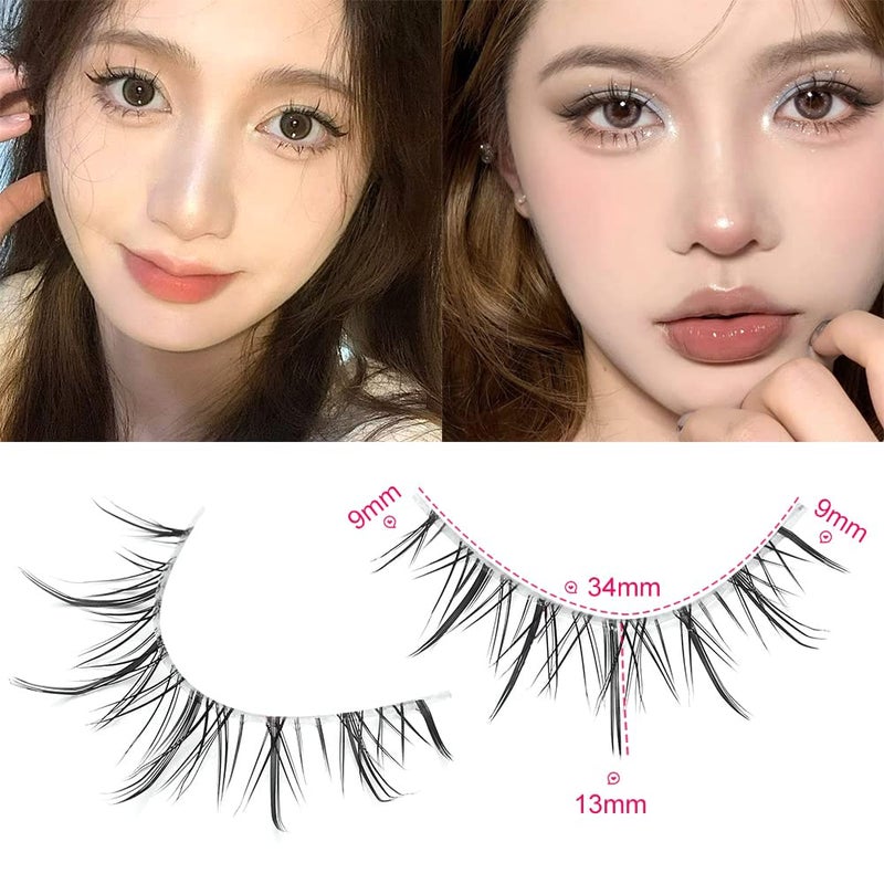 outopen Manga Lashes with Clear Band Japanese Anime Cosplay Eyelashes Asian False Eyelashes Natural Look Like Individual Clusters(B02-Asian Style | 9-13MM) - Image 2