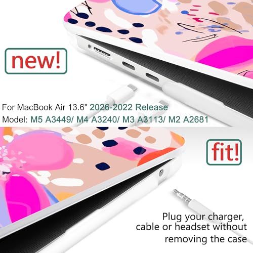 DONGKE for MacBook Air 13 Inch Case M5 2026 M4 2025 M3 M2 20242022 A3449 A3240 A3113 A2681 Plastic Hard Shell Keyboard Cover Screen Film for MacBook Air 136 Inch Case Floral Artistic - Image 3