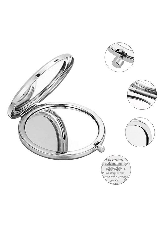 CREATCABIN Goddaughter Compact Mirror From Godmother Stainless Steel Love Encourage Personalized Mini Makeup Pocket Travel Engraved Mirrors Silver For Graduation Birthday Wedding New Year Gifts - Image 3