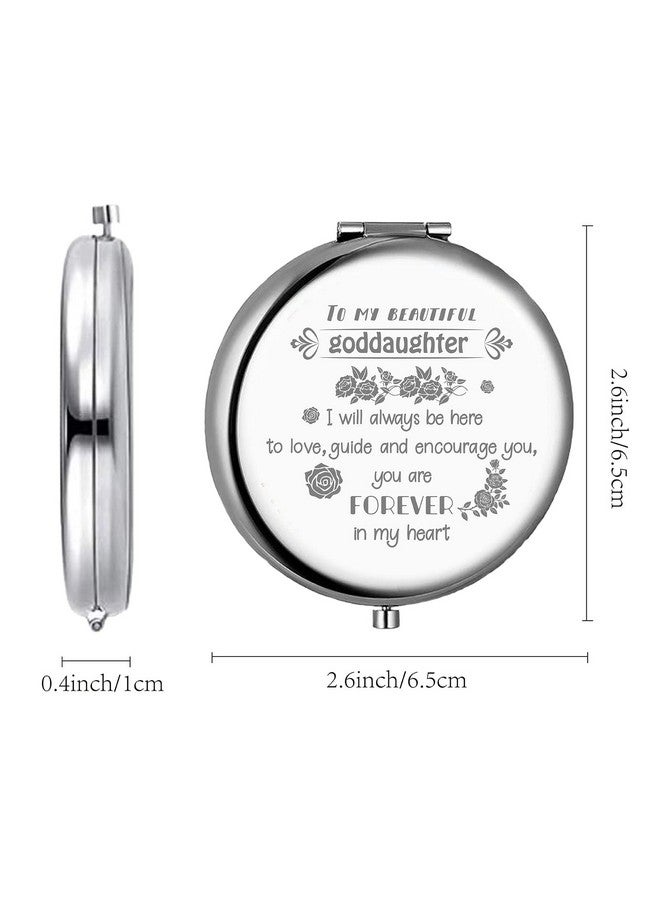 CREATCABIN Goddaughter Compact Mirror From Godmother Stainless Steel Love Encourage Personalized Mini Makeup Pocket Travel Engraved Mirrors Silver For Graduation Birthday Wedding New Year Gifts - Image 2