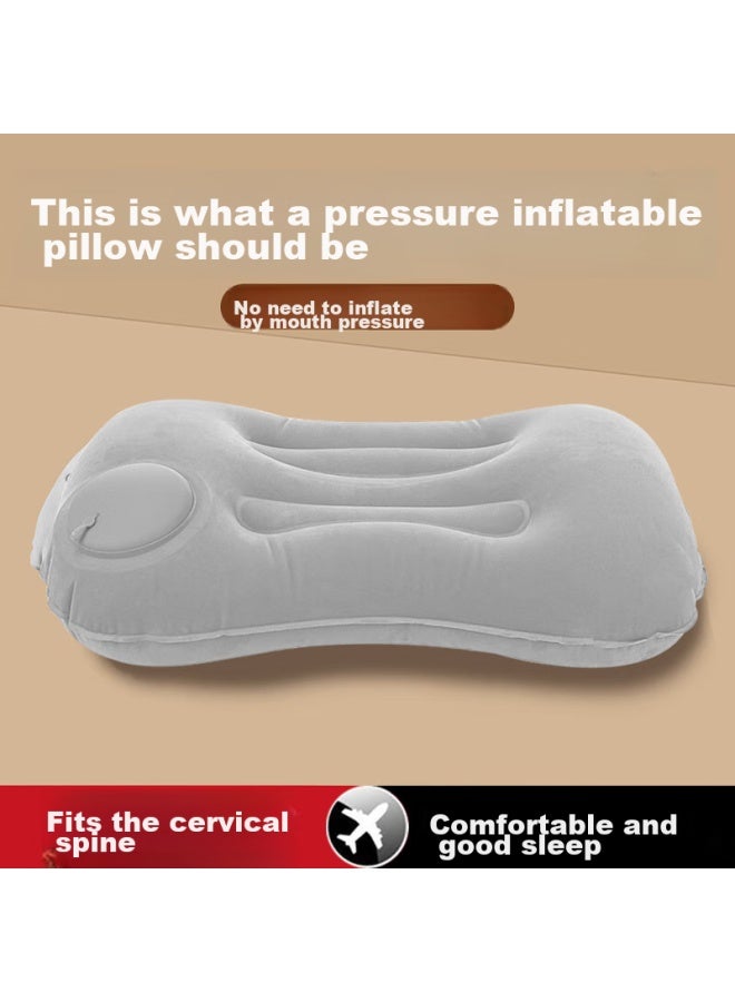 JAJALIN Jajalin Inflatable Pillow, Travel Pillow, Press-to Inflatable, Portable Lumbar Support, Prone Pillow, Nap Pillow, Outdoor Travel Accessory, Gray  - Image 1
